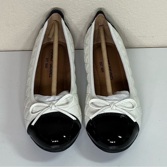 Josef Seibel Pippa 36 Slip On Ballet White Quilted Patent Cap Toe Bow Spring 5.5 - Picture 1 of 10
